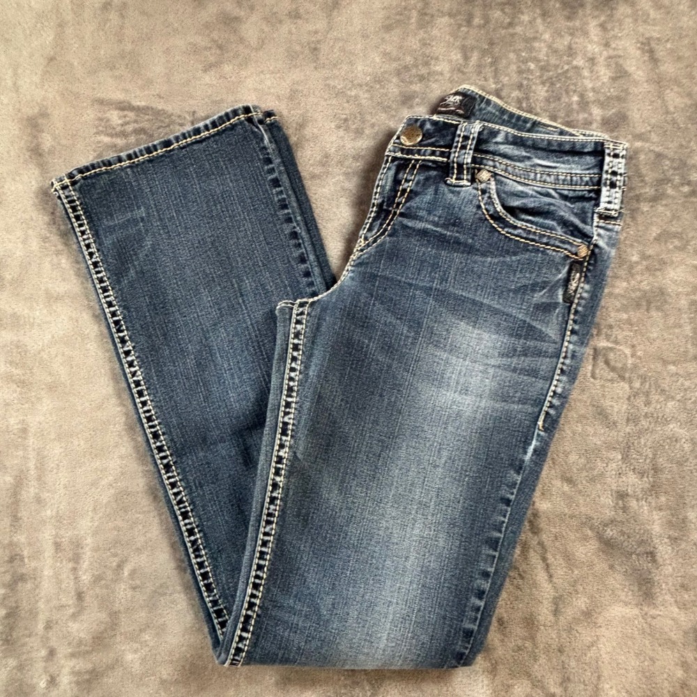 Silver Jeans Co Suki Mid Rise Bootcut Blue Denim Jeans Medium Wash Womens